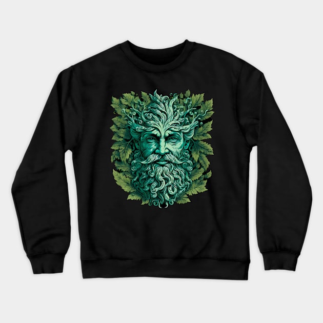 Jack Of The Wood Traditional Pagan Celtic Greenman Crewneck Sweatshirt by ShirtFace